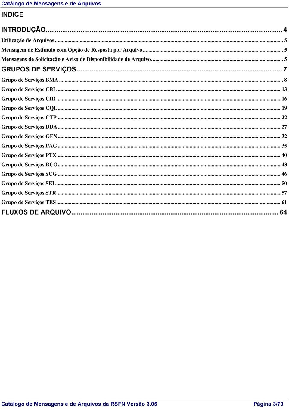 .. 22 Grupo de Serviços DDA... 27 Grupo de Serviços GEN... 32 Grupo de Serviços PAG... 35 Grupo de Serviços PTX... 40 Grupo de Serviços RCO... 43 Grupo de Serviços SCG.