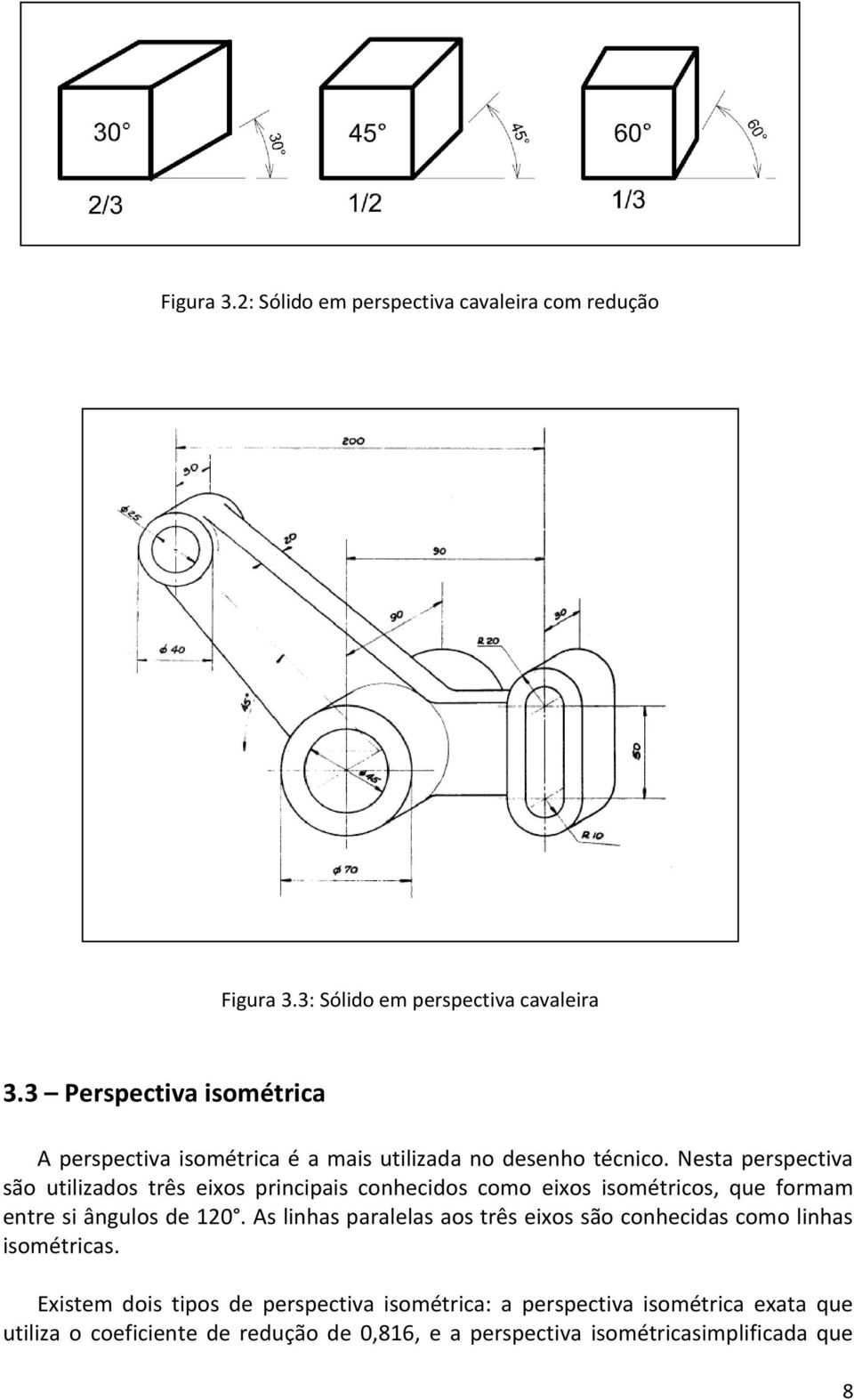 Nesta perspectiva são utilizados três eixos principais conhecidos como eixos isométricos, que formam entre si ângulos de 120.