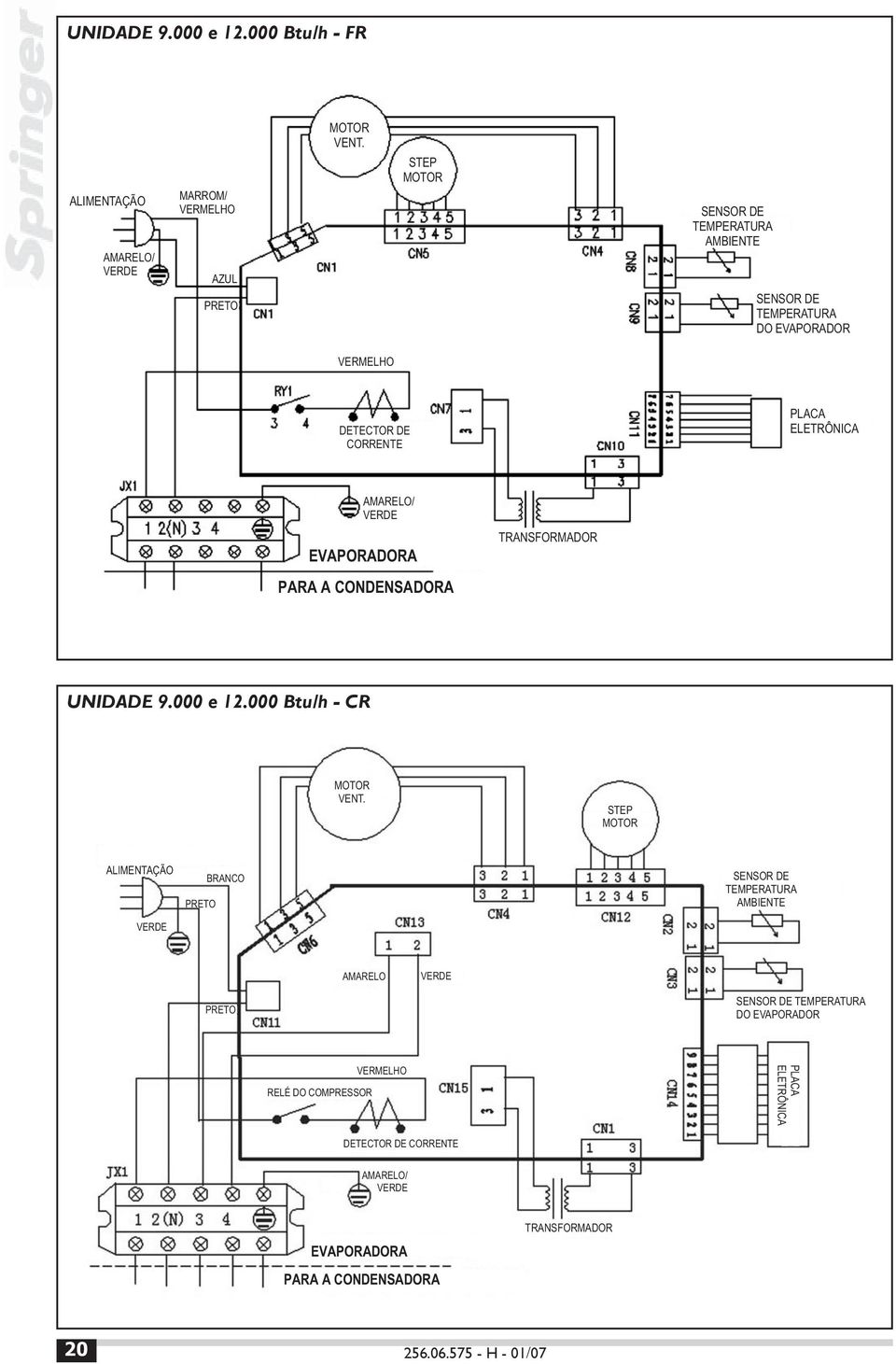 EVAPORADORA PARA A CONDENSADORA TRANSFORMADOR UNIDADE 9.000 e 12.000 Btu/h - CR MOTOR VENT.