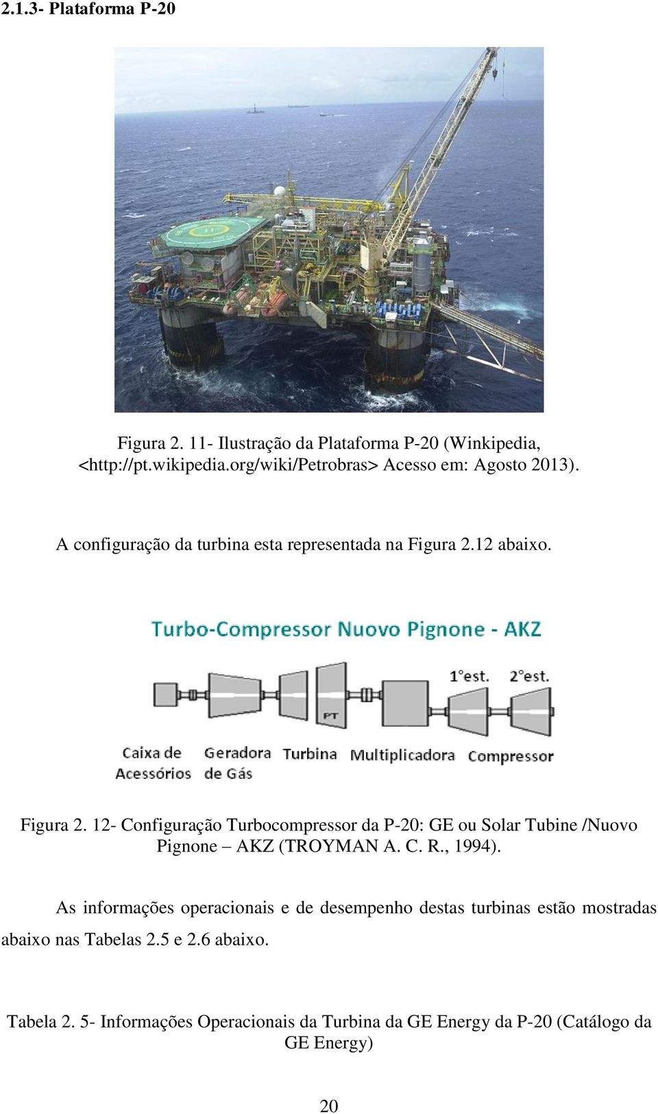 12 abaixo. Figura 2. 12- Configuração Turbocompressor da P-20: GE ou Solar Tubine /Nuovo Pignone AKZ (TROYMAN A. C. R., 1994).