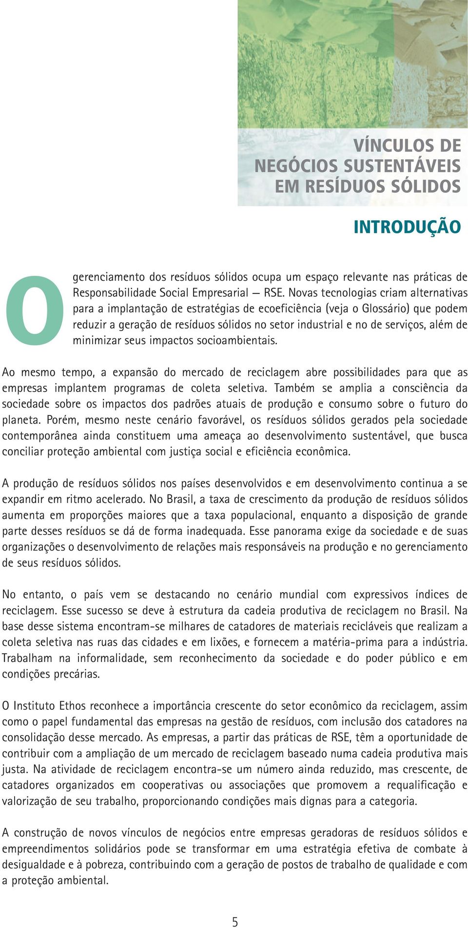 de minimizar seus impactos socioambientais. Ao mesmo tempo, a expansão do mercado de reciclagem abre possibilidades para que as empresas implantem programas de coleta seletiva.