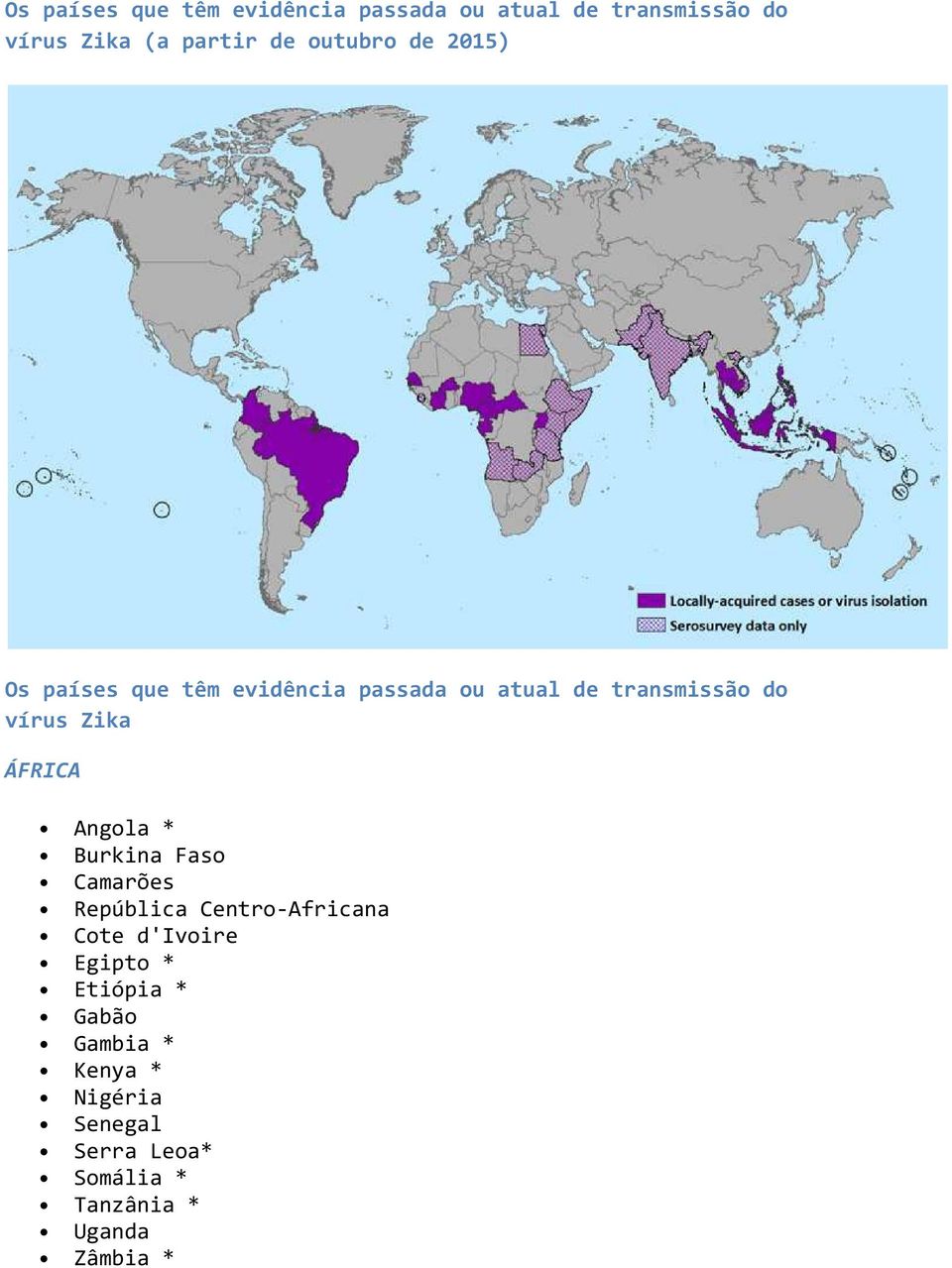 ÁFRICA Angla * Burkina Fas Camarões República Centr-Africana Cte d'ivire Egipt *