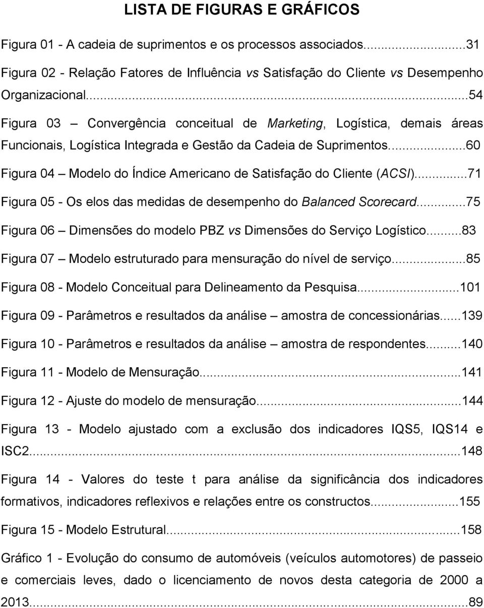 ..60 Figura 04 Modelo do Índice Americano de Satisfação do Cliente (ACSI)...71 Figura 05 - Os elos das medidas de desempenho do Balanced Scorecard.