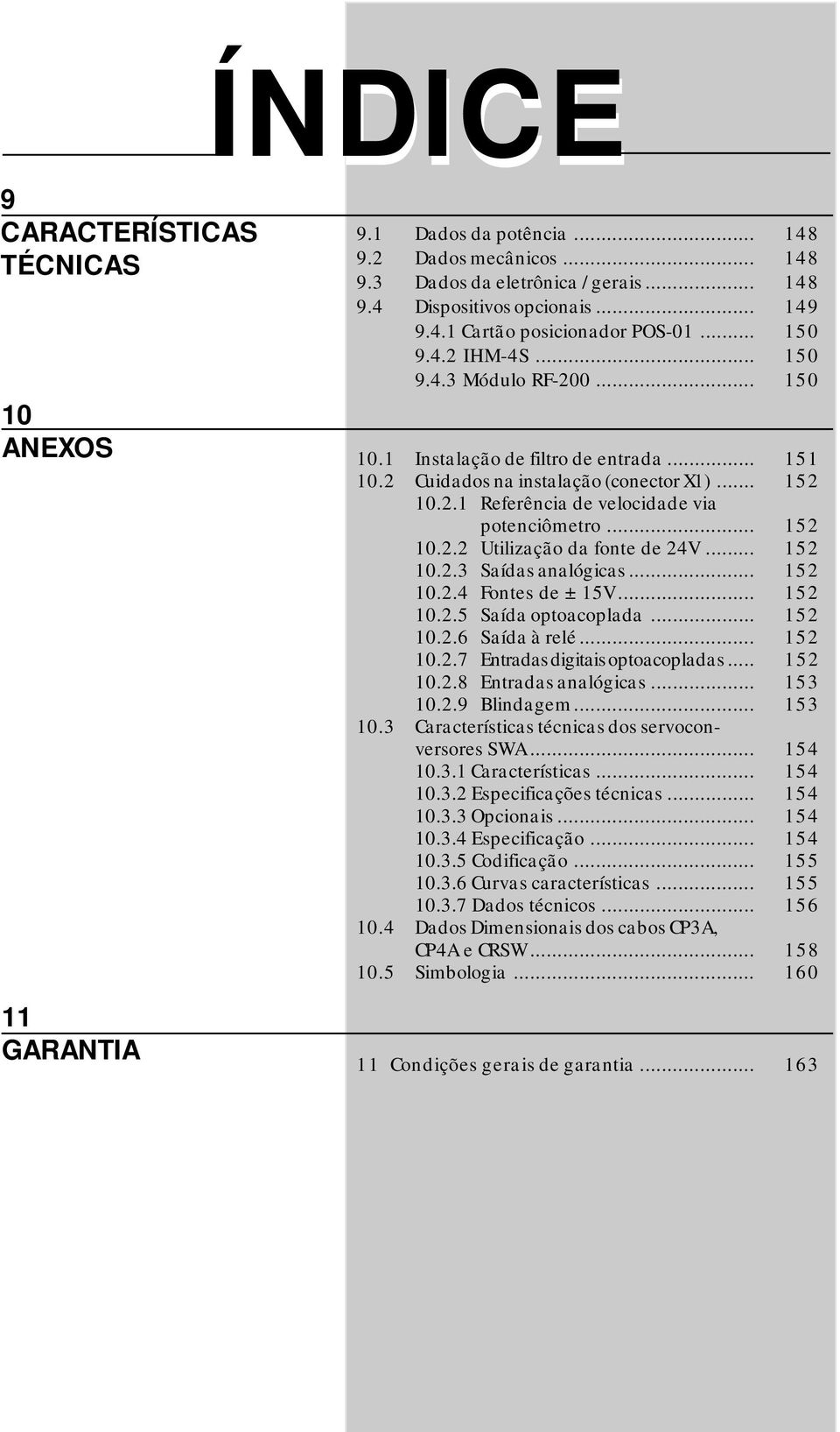 .. 152 10.2.2 Utilização da fonte de 24V... 152 10.2.3 Saídas analógicas... 152 10.2.4 Fontes de ±15V... 152 10.2.5 Saída optoacoplada... 152 10.2.6 Saída à relé... 152 10.2.7 Entradas digitais optoacopladas.