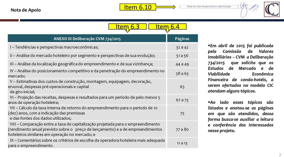 localização geográfica do empreendimento e de sua vizinhança; 44 a 49 IV Análise do posicionamento competitivo e da penetração do empreendimento no mercado; V Estimativas dos custos de construção,