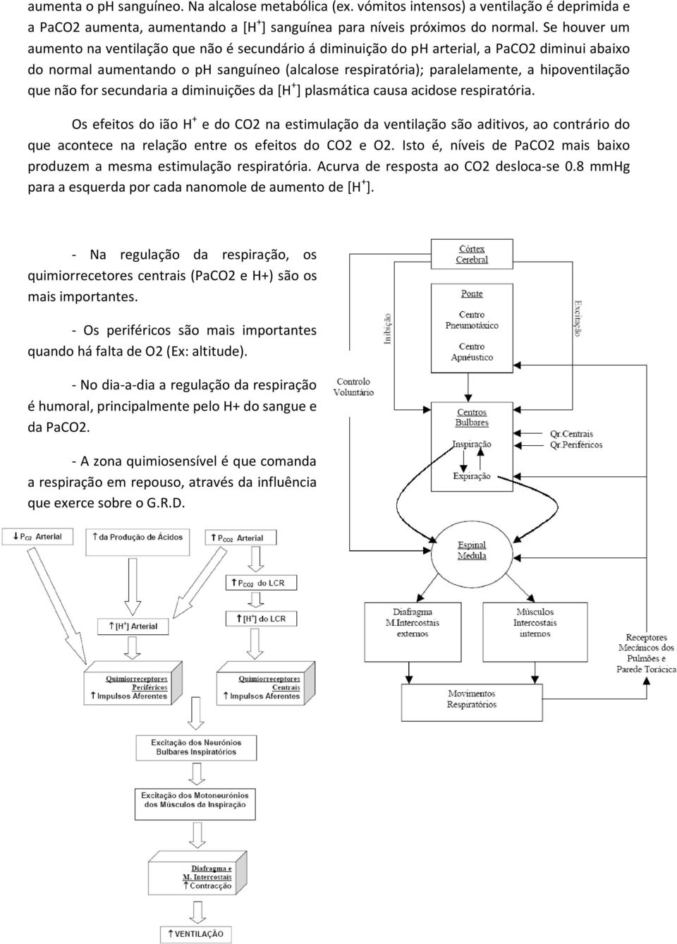 hipoventilação que não for secundaria a diminuições da [H + ] plasmática causa acidose respiratória.