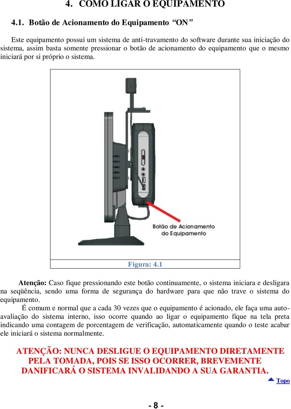 equipamento que o mesmo iniciará por si próprio o sistema. Figura: 4.