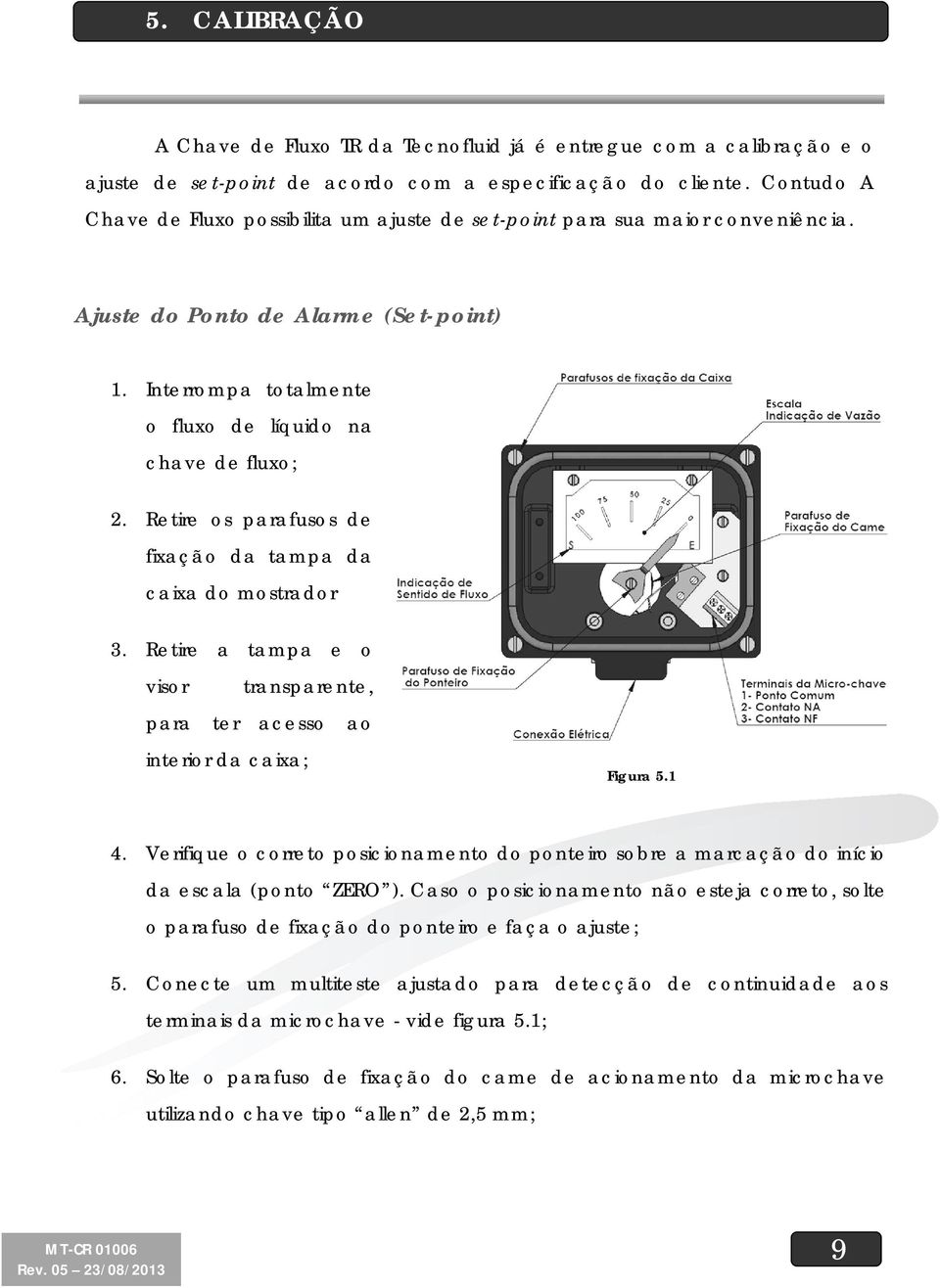 Retire os parafusos de fixação da tampa da caixa do mostrador 3. Retire a tampa e o visor transparente, para ter acesso ao interior da caixa; Figura 5.1 4.