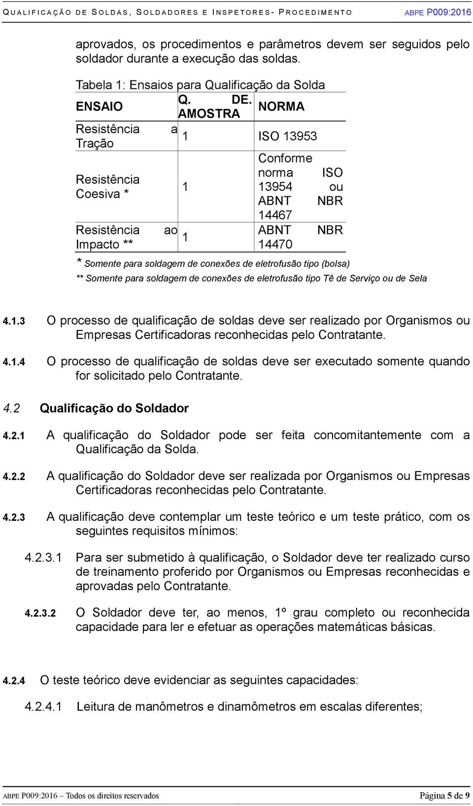 de eletrofusão tipo (bolsa) ** Somente para soldagem de conexões de eletrofusão tipo Tê de Serviço ou de Sela 4.1.