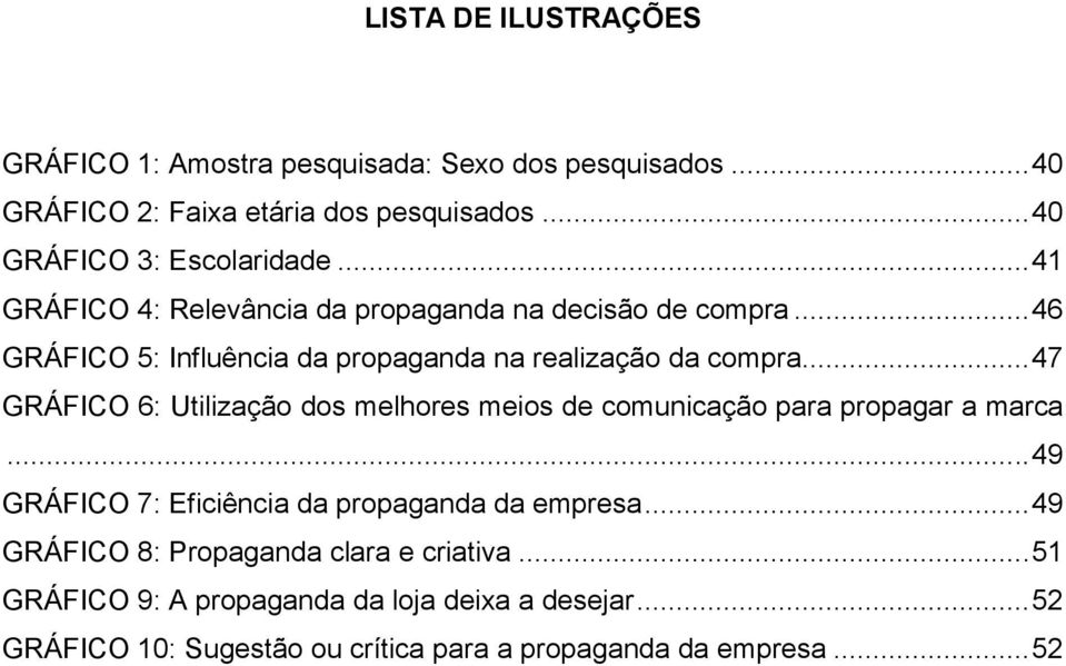 .. 46 GRÁFICO 5: Influência da propaganda na realização da compra.