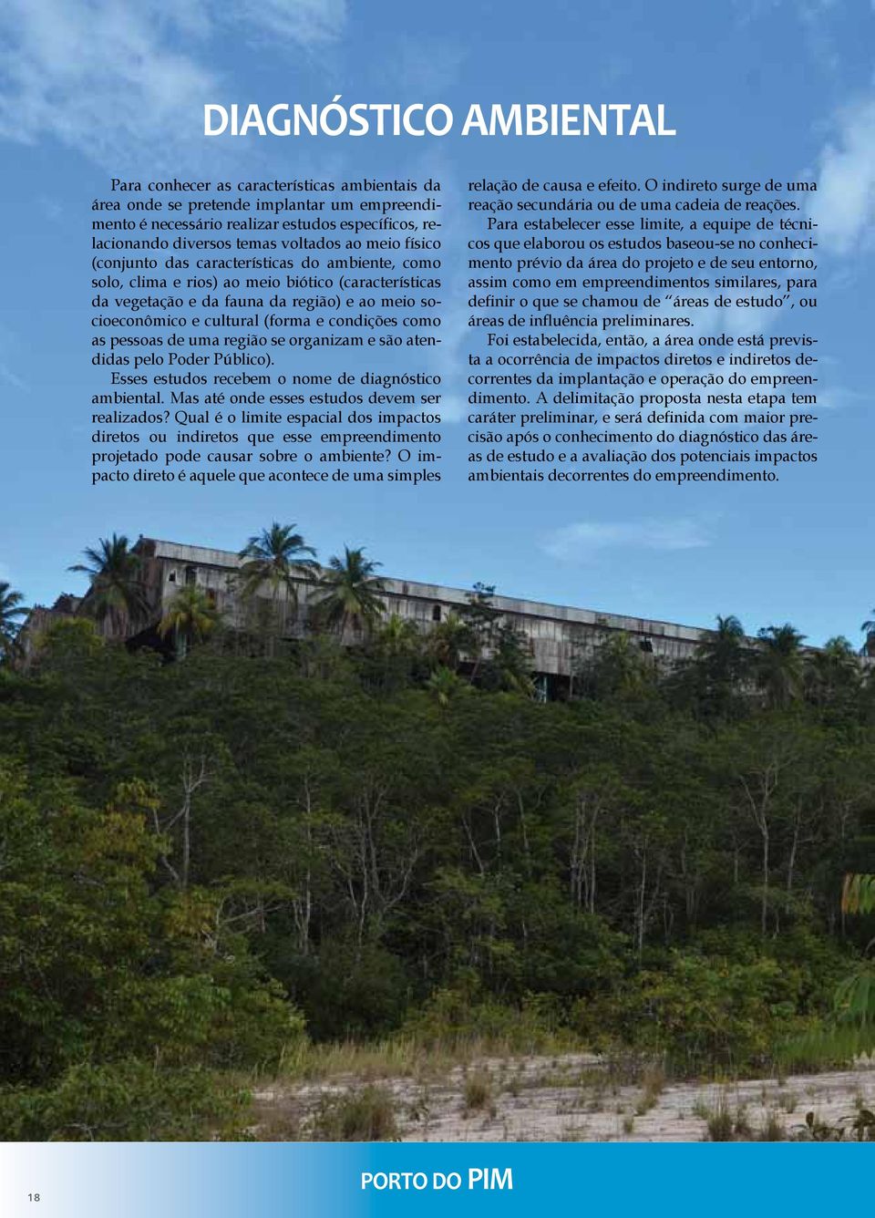 condições como as pessoas de uma região se organizam e são atendidas pelo Poder Público). Esses estudos recebem o nome de diagnóstico ambiental. Mas até onde esses estudos devem ser realizados?