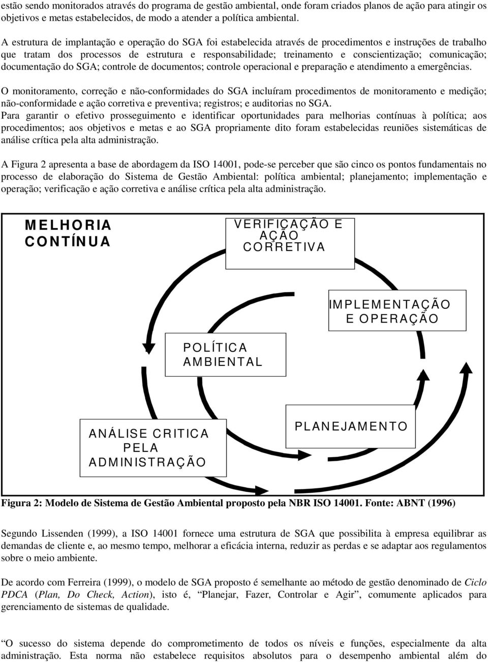 conscientização; comunicação; documentação do SGA; controle de documentos; controle operacional e preparação e atendimento a emergências.