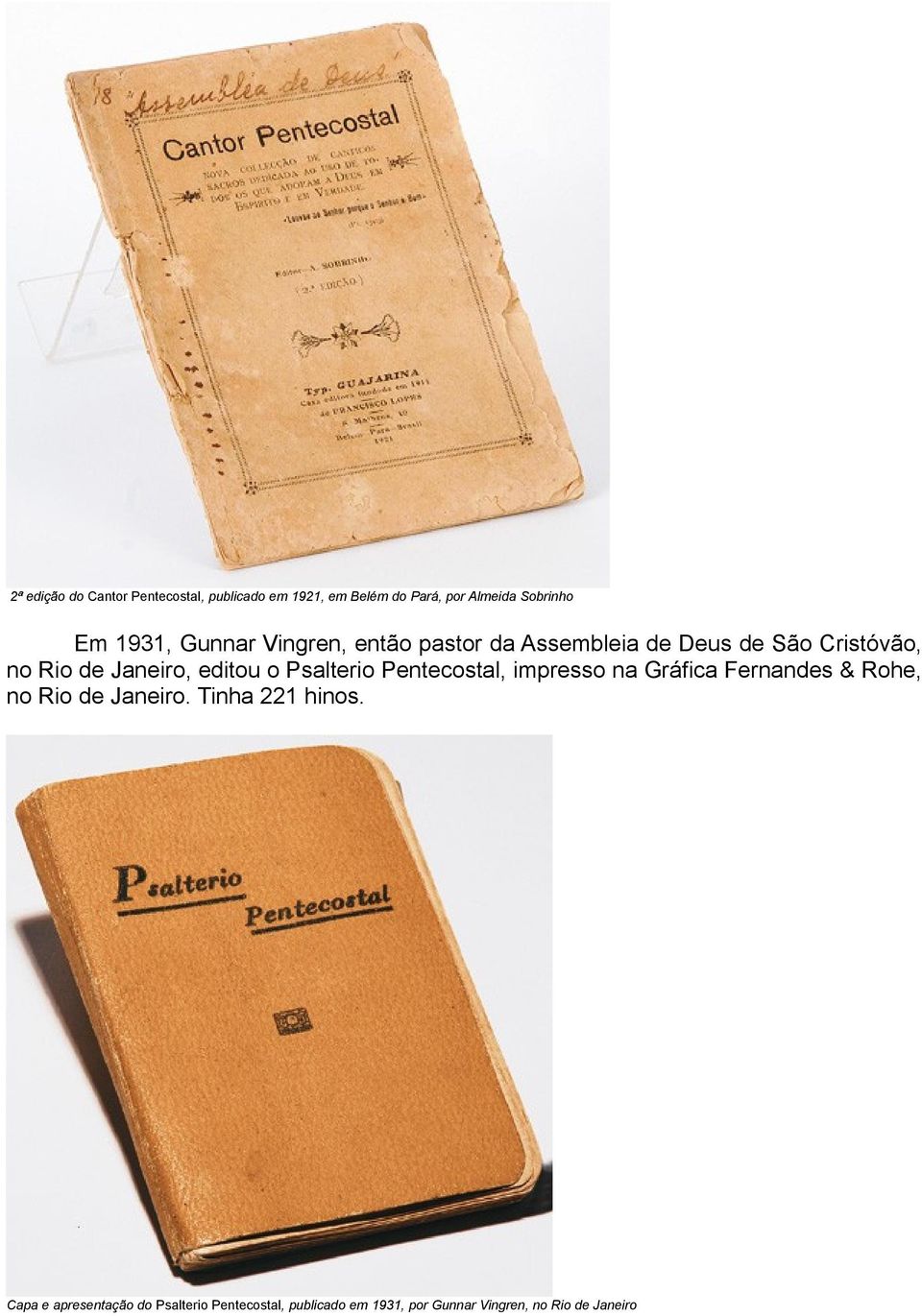 editou o Psalterio Pentecostal, impresso na Gráfica Fernandes & Rohe, no Rio de Janeiro.