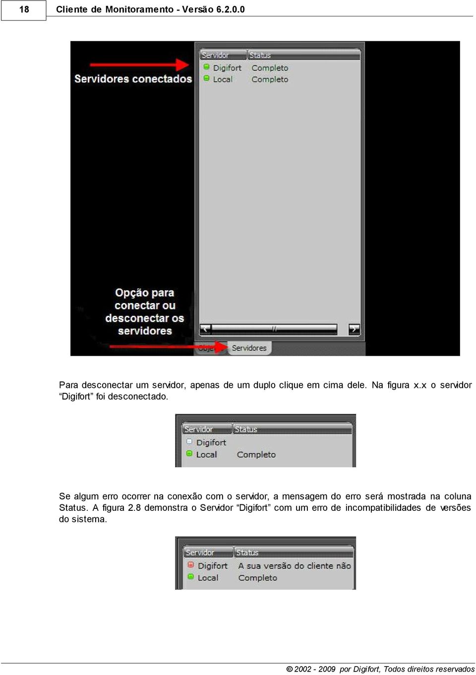 x o servidor Digifort foi desconectado.