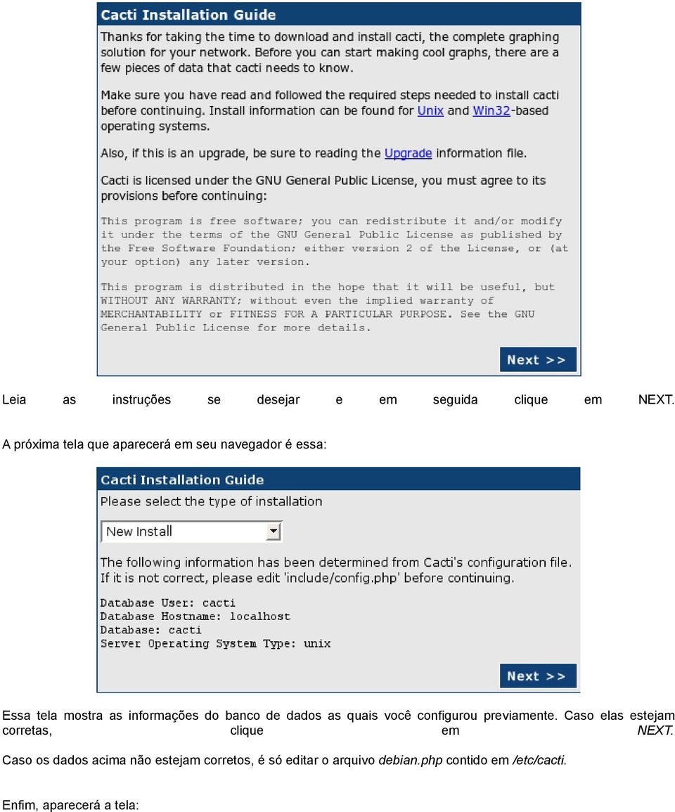 banco de dados as quais você configurou previamente.