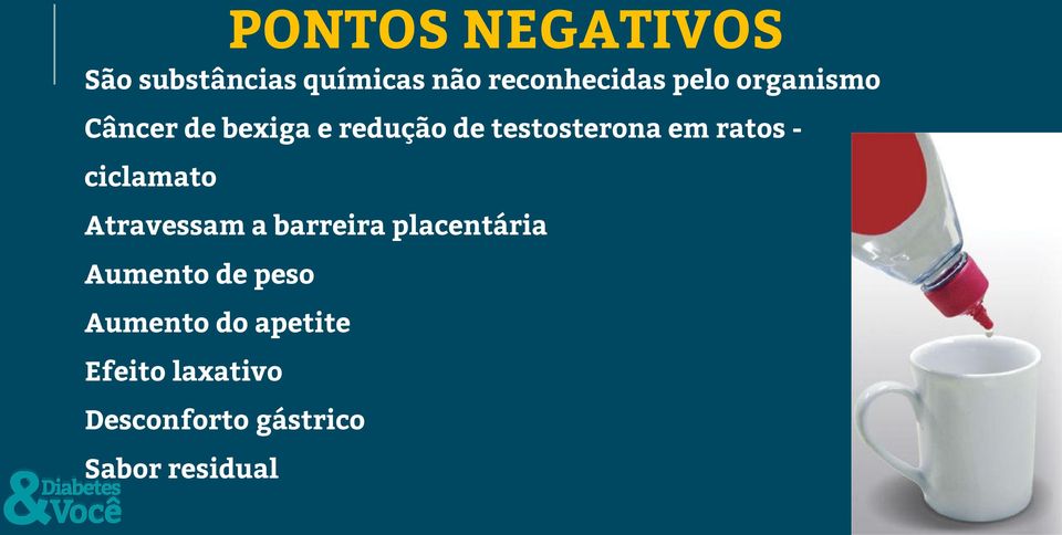 ciclamato Atravessam a barreira placentária Aumento de peso