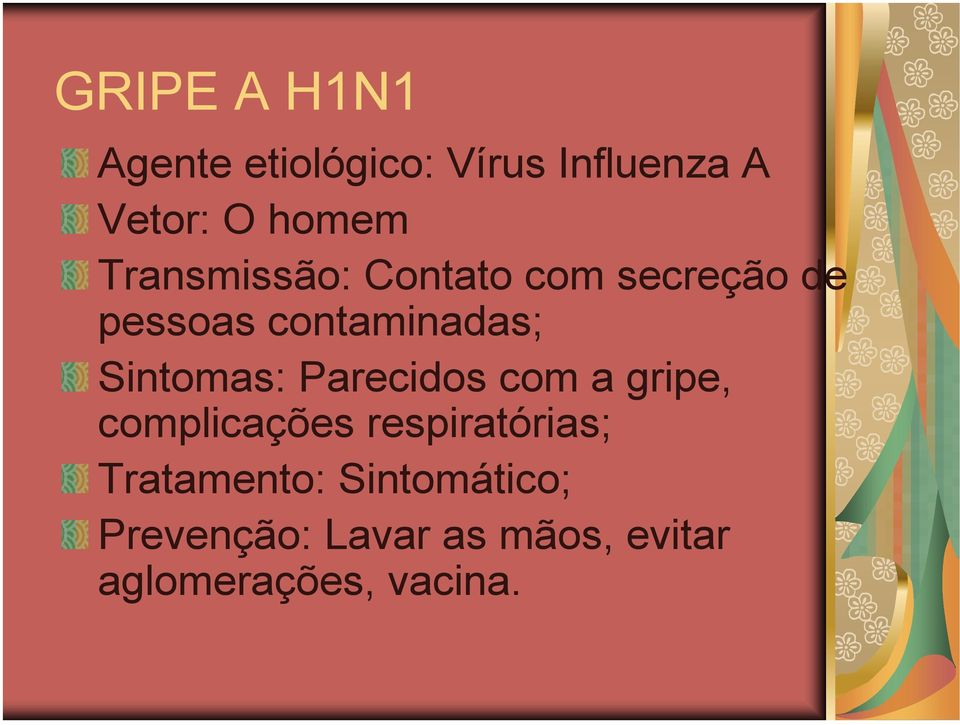 Sintomas: Parecidos com a gripe, complicações respiratórias;