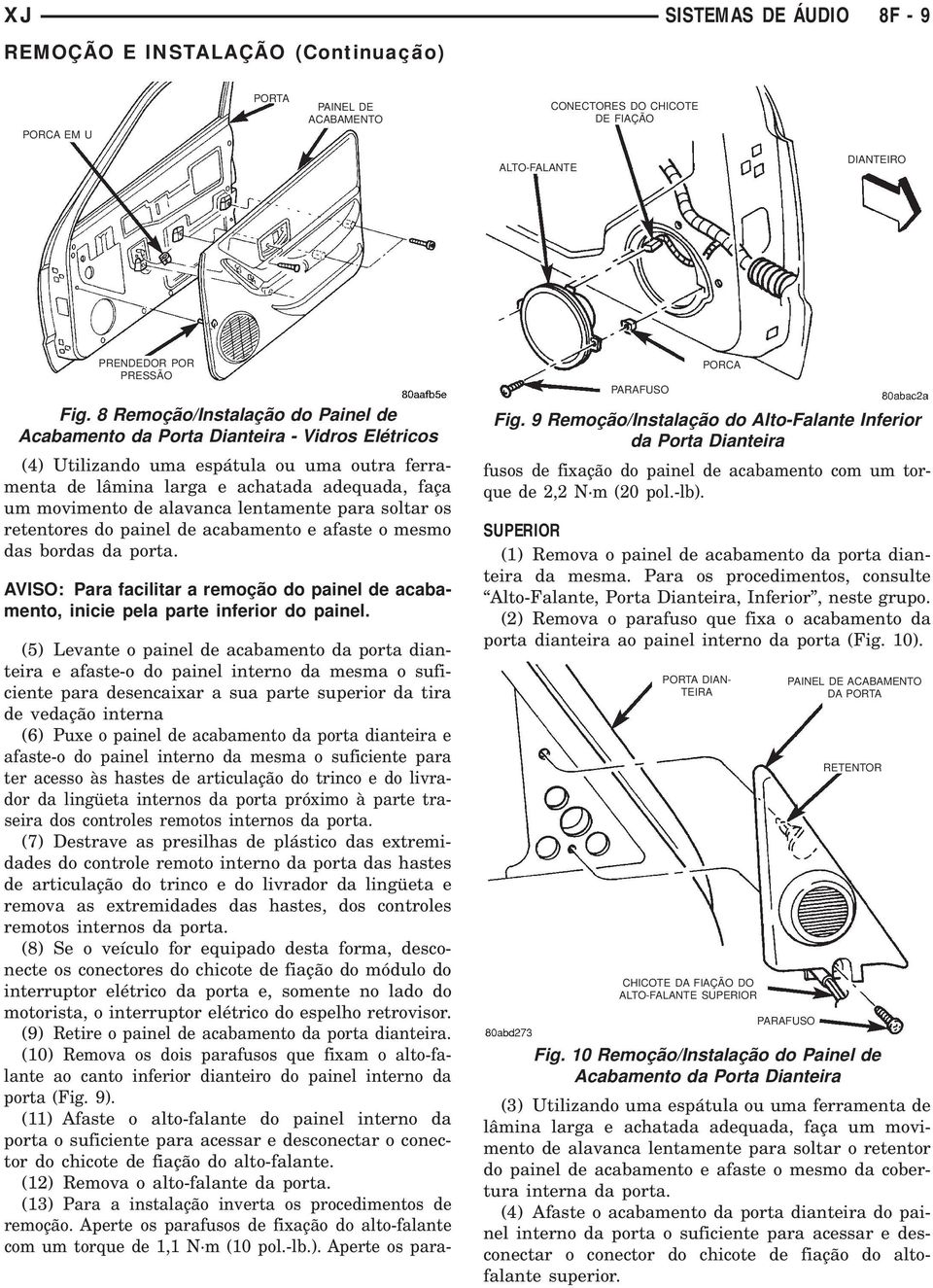 alavanca lentamente para soltar os retentores do painel de acabamento e afaste o mesmo das bordas da porta.