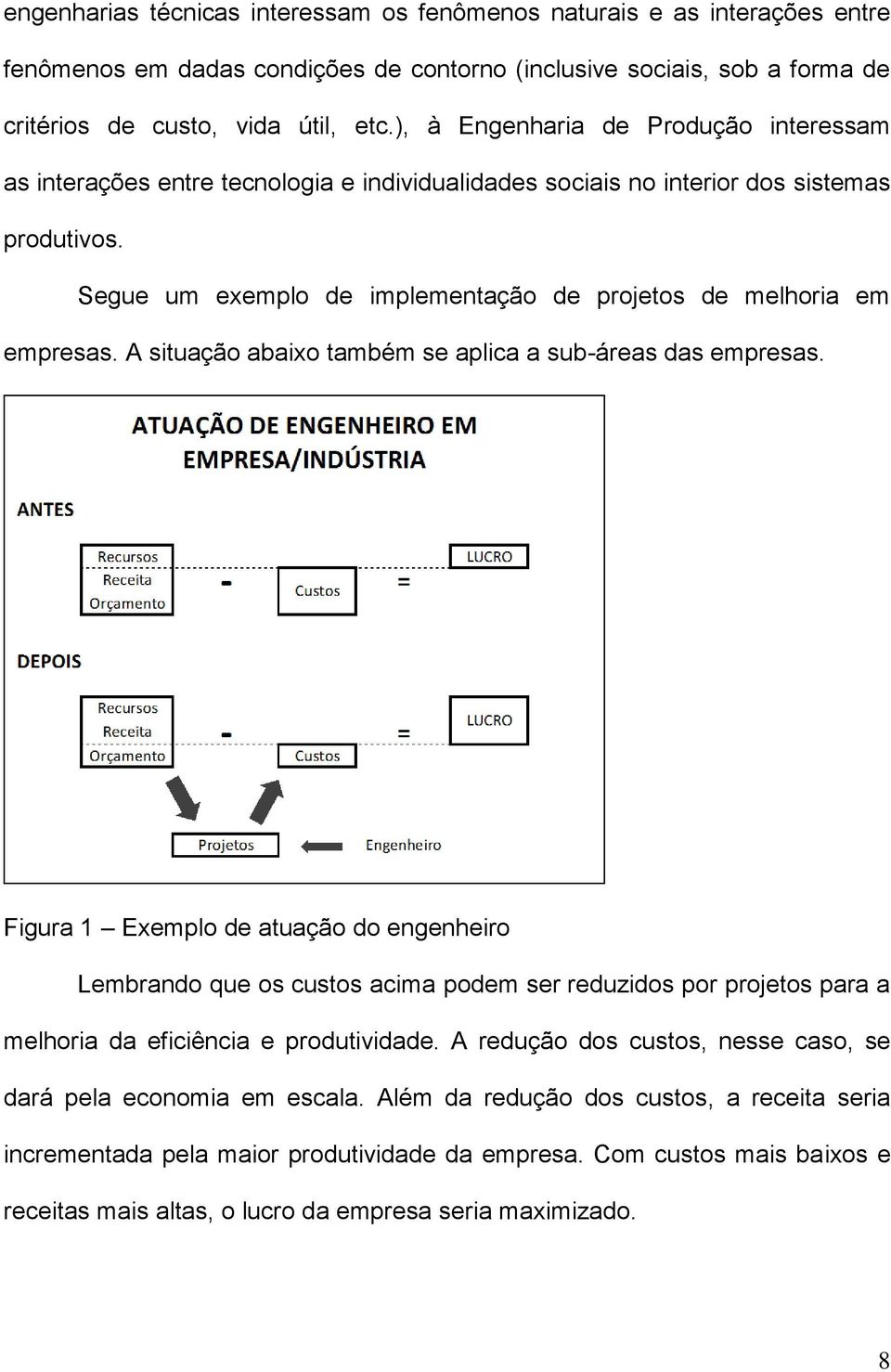 Segue um exemplo de implementação de projetos de melhoria em empresas. A situação abaixo também se aplica a sub-áreas das empresas.