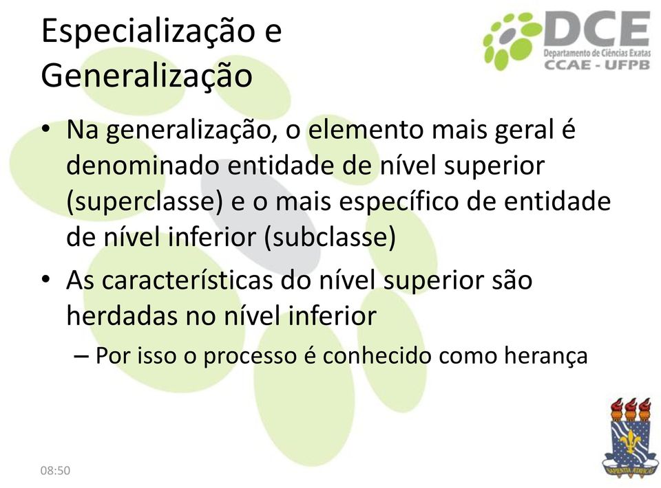 entidade de nível inferior (subclasse) As características do nível superior