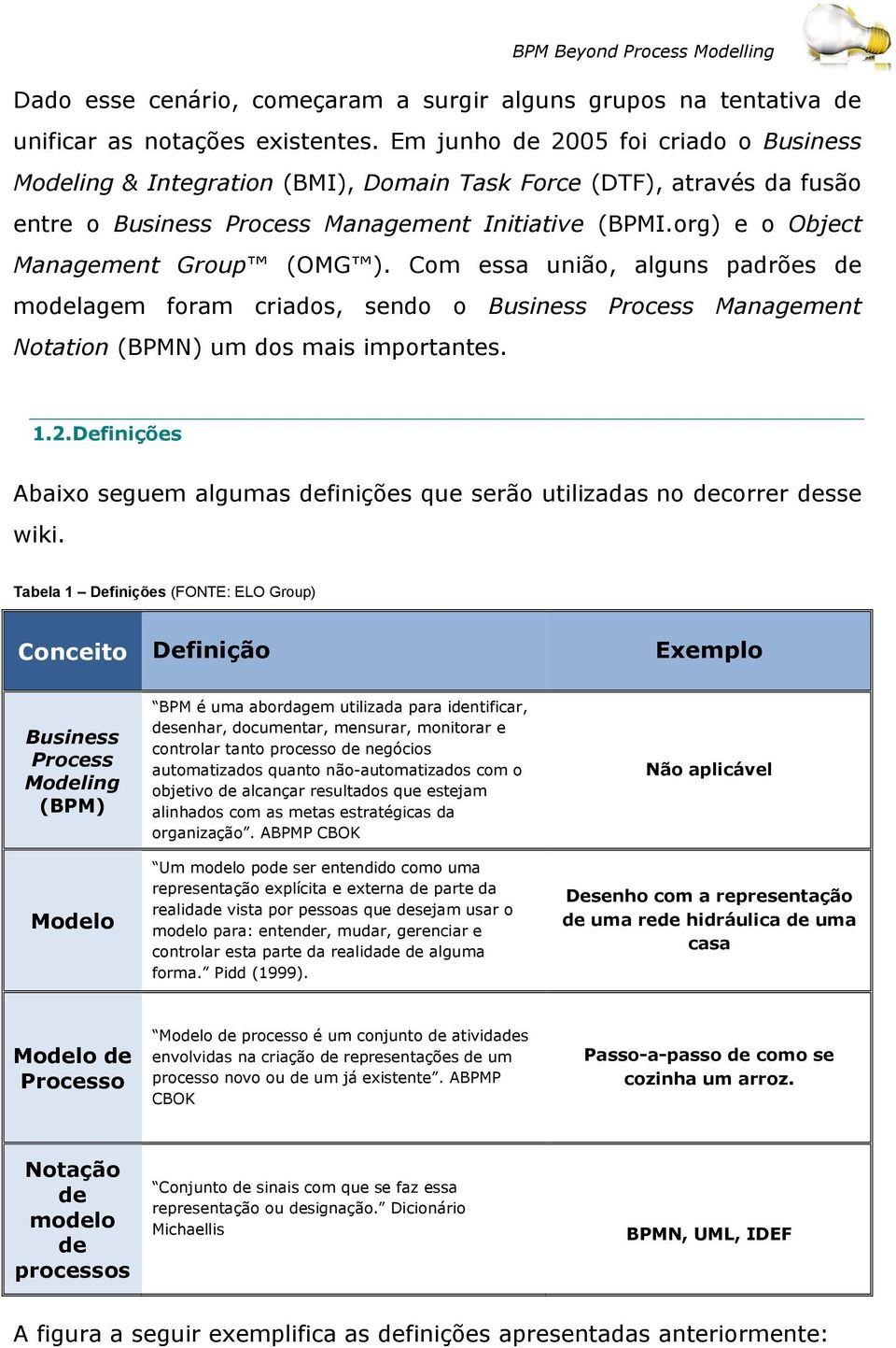 org) e o Object Management Group (OMG ). Com essa união, alguns padrões de modelagem foram criados, sendo o Business Process Management Notation (BPMN) um dos mais importantes. 1.2.