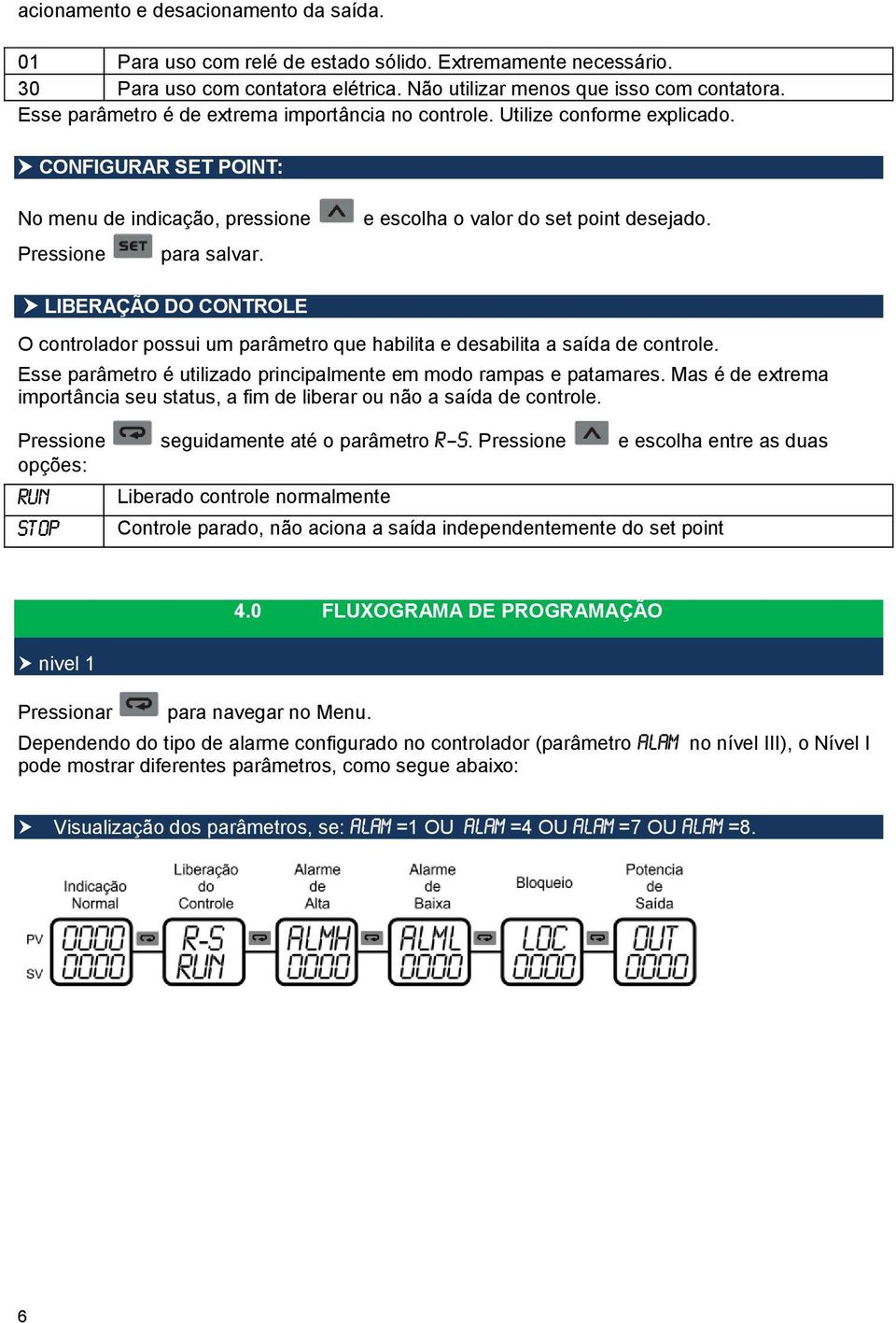 LIBERAÇÃO DO CONTROLE O controlador possui um parâmetro que habilita e desabilita a saída de controle. Esse parâmetro é utilizado principalmente em modo rampas e patamares.