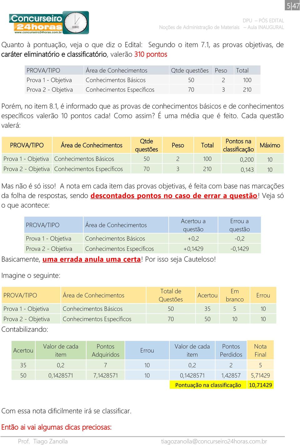 2 - Objetiva Conhecimentos Específicos 70 3 210 Porém, no item 8.1, é informado que as provas de conhecimentos básicos e de conhecimentos específicos valerão 10 pontos cada! Como assim?