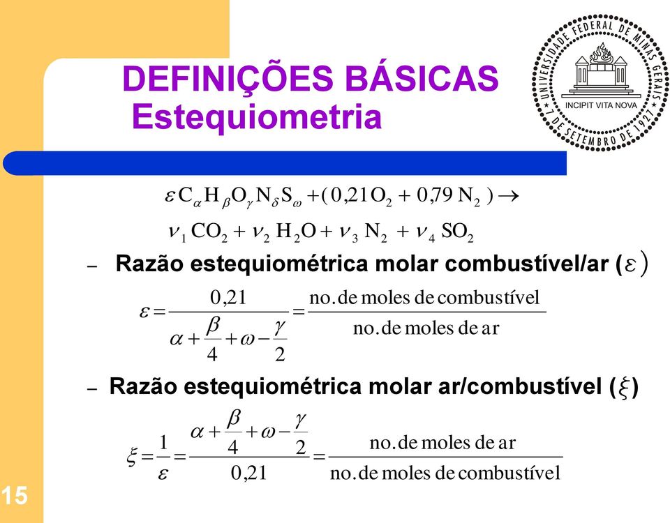 ar/combustível (x) 4 no.de moles de ar 0, no.