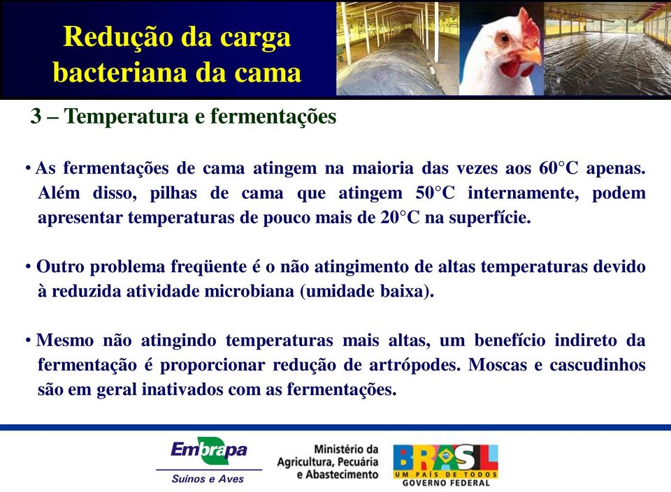 Outro problema freqüente é o não atingimento de altas temperaturas devido à reduzida atividade microbiana (umidade baixa).