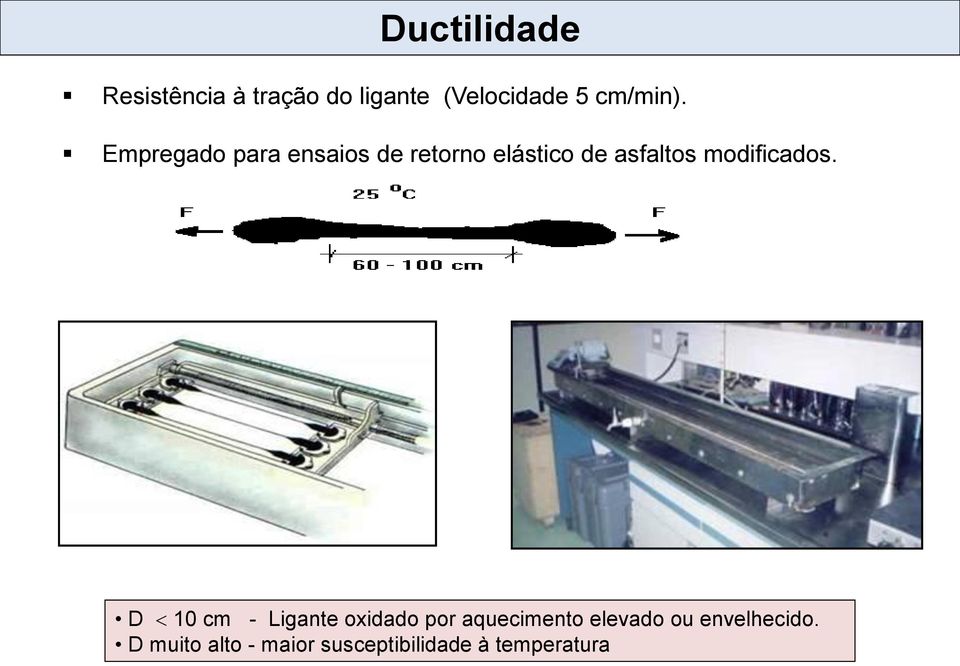 Empregado para ensaios de retorno elástico de asfaltos