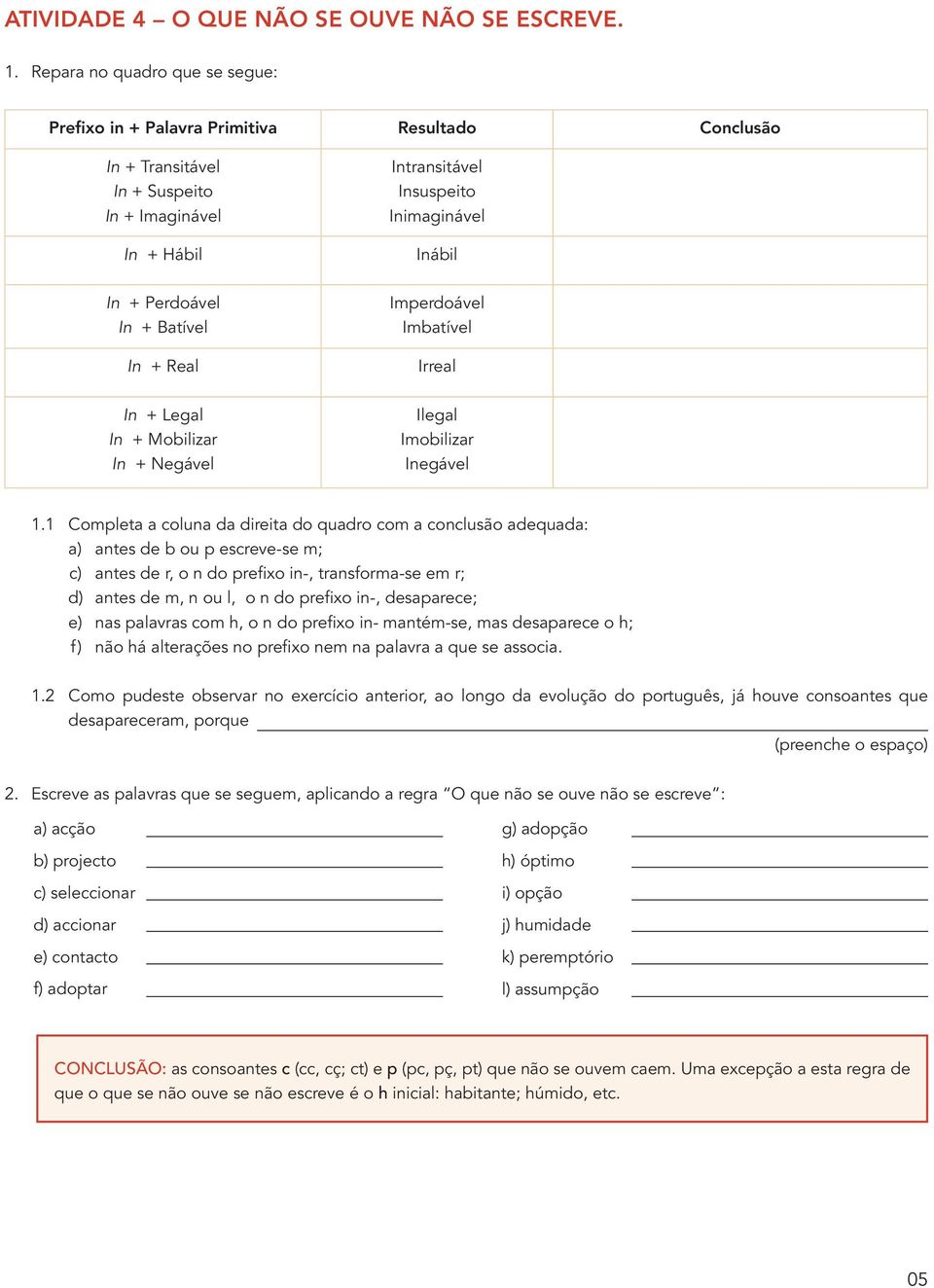 Mobilizar In + Negável Intransitável Insuspeito Inimaginável Inábil Imperdoável Imbatível Irreal Ilegal Imobilizar Inegável 1.