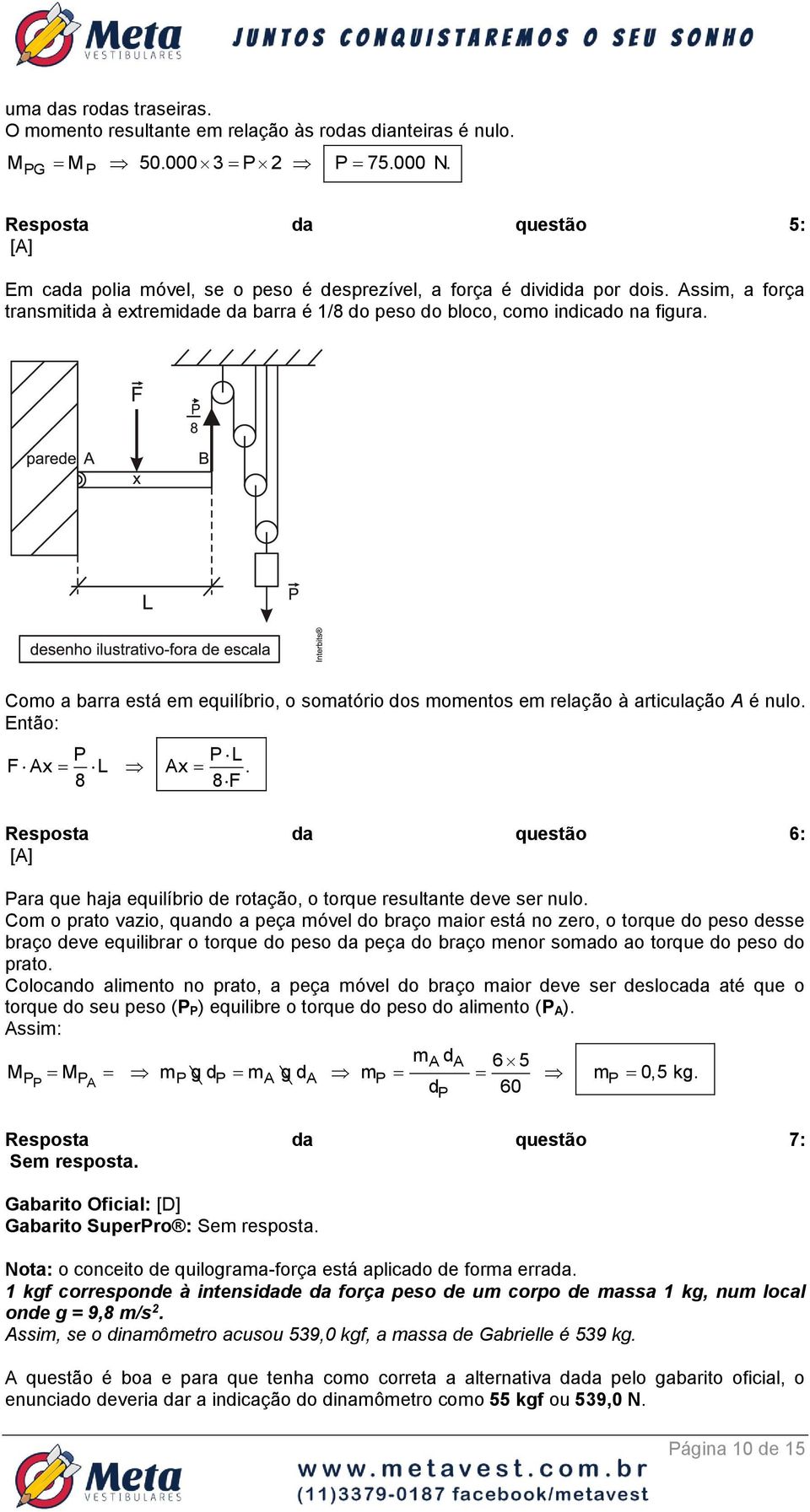 Como a barra está em equilíbrio, o somatório dos momentos em relação à articulação A é nulo. Então: P P L F Ax L Ax.