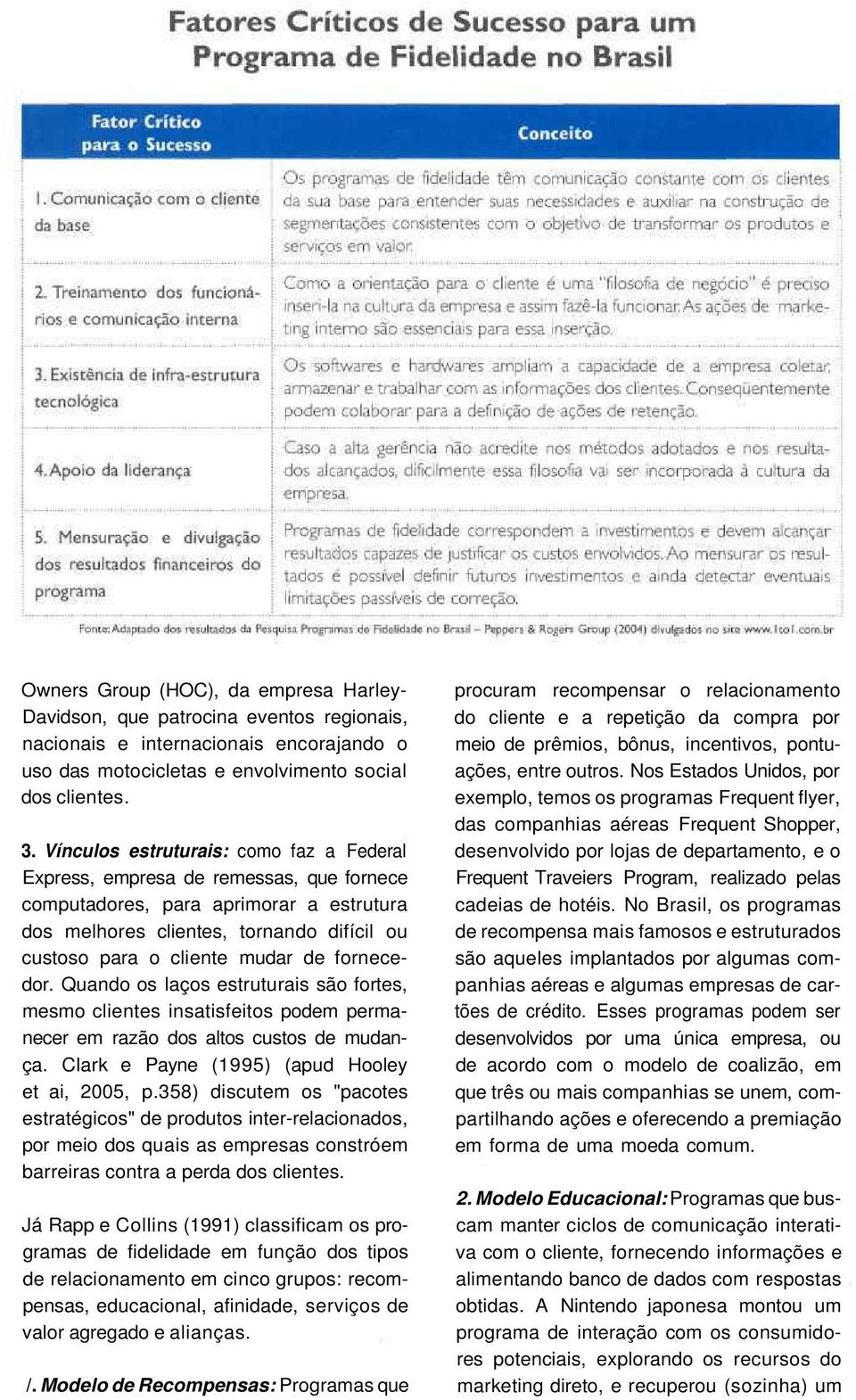 fornecedor. Quando os laços estruturais são fortes, mesmo clientes insatisfeitos podem permanecer em razão dos altos custos de mudança. Clark e Payne (1995) (apud Hooley et ai, 2005, p.