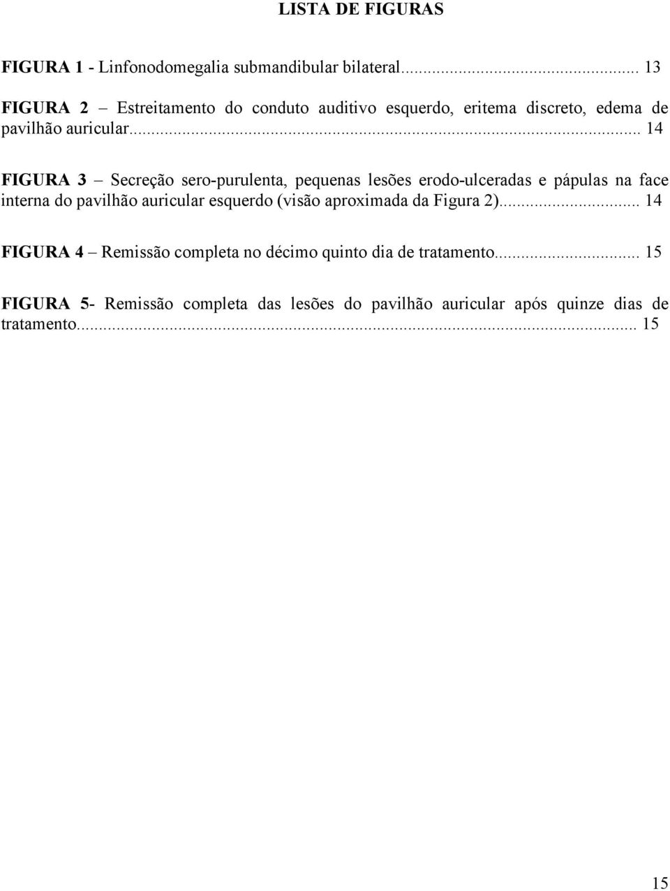 .. 14 FIGURA 3 Secreção sero-purulenta, pequenas lesões erodo-ulceradas e pápulas na face interna do pavilhão auricular