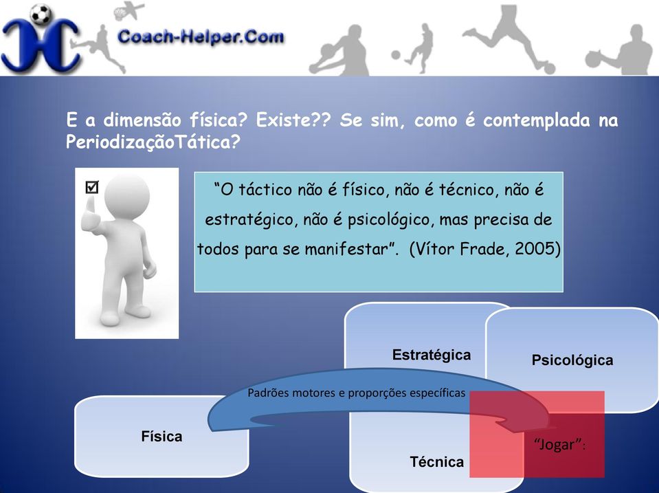 O táctico não é físico, não é técnico, não é estratégico, não é psicológico,