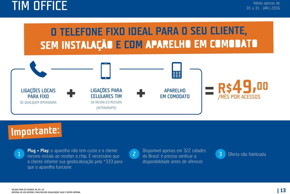 aparelho não tem custo e o cliente mesmo instala ao receber o chip.