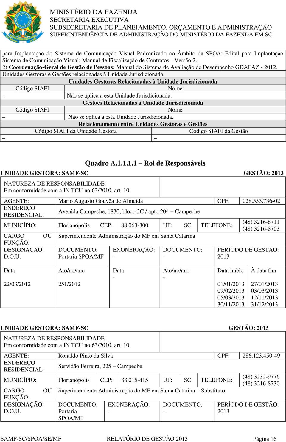 Unidades Gestoras e Gestões relacionadas à Unidade Jurisdicionada Unidades Gestoras Relacionadas à Unidade Jurisdicionada Código SIAFI Nome Não se aplica a esta Unidade Jurisdicionada.