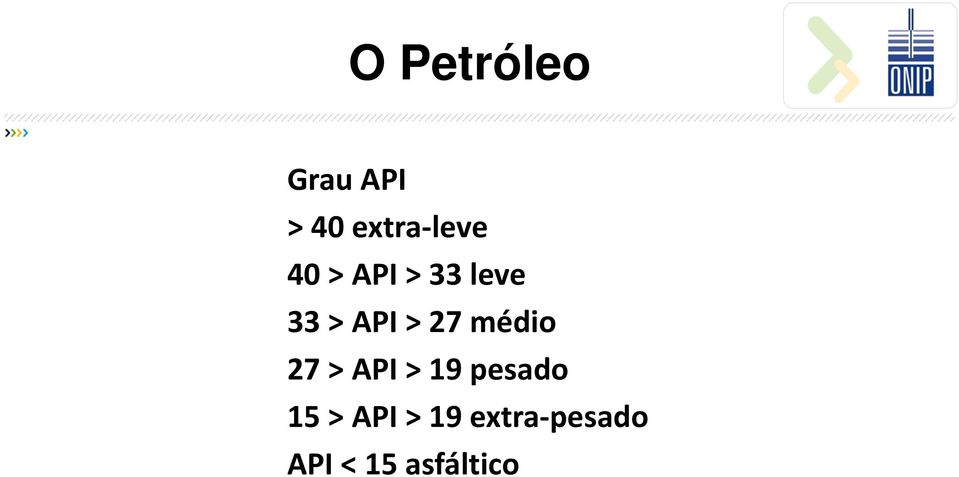 médio 27 > API > 19 pesado 15 > API