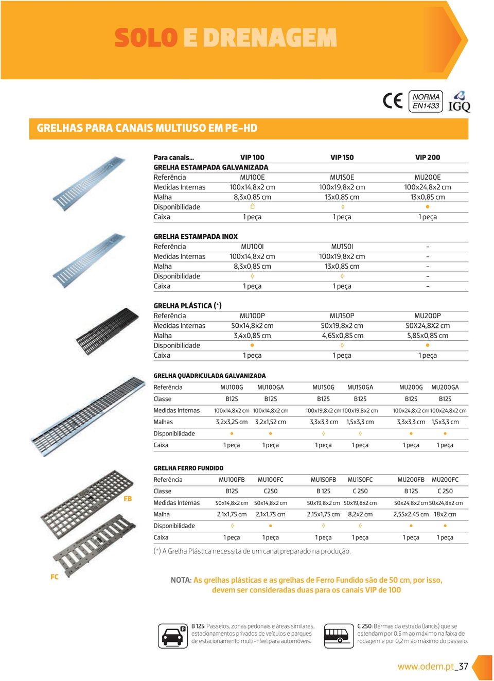 cm - Disponibilidade - Caixa 1 peça 1 peça - GRELHA PLÁSTICA (*) Referência MU100P MU150P MU200P Medidas Internas 50x14,8x2 cm 50x19,8x2 cm 50X24,8X2 cm Malha 3,4x0,85 cm 4,65x0,85 cm 5,85x0,85 cm