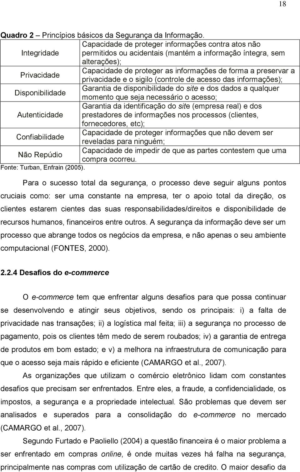 Privacidade privacidade e o sigilo (controle de acesso das informações); Garantia de disponibilidade do site e dos dados a qualquer Disponibilidade momento que seja necessário o acesso; Garantia da