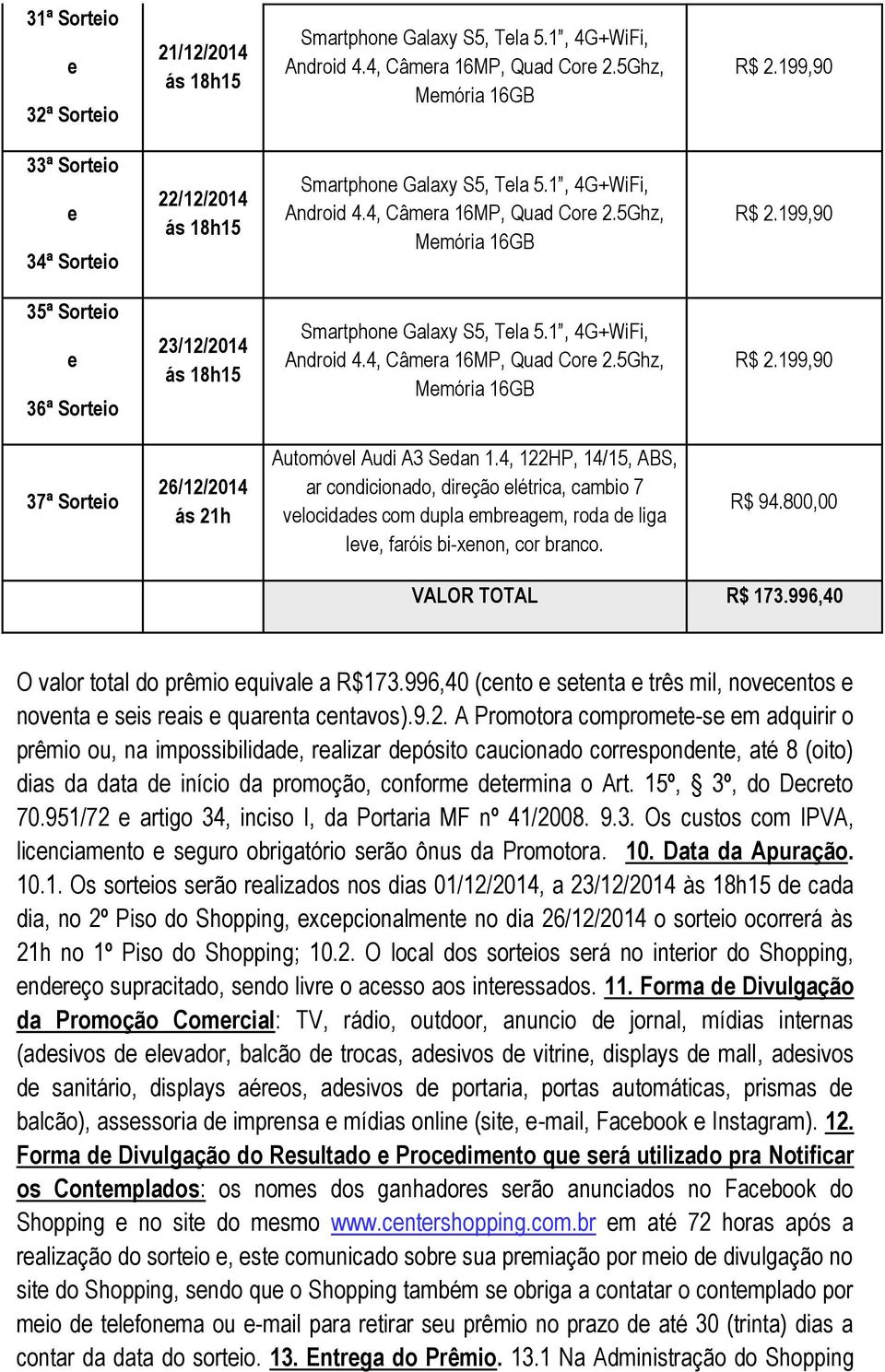 4, 122HP, 14/15, ABS, ar condicionado, dirção létrica, cambio 7 vlocidads com dupla mbragm, roda d liga lv, faróis bi-xnon, cor branco. R$ 94.800,00 VALOR TOTAL R$ 173.