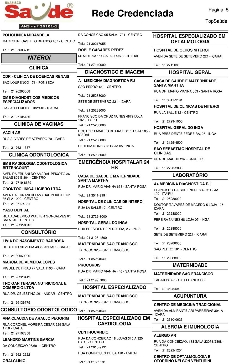 : 21 26211537 CLINICA ODONTOLOGICA BMB RADIOLOGIA ODONTOLOGICA BITTENCOURT AVENIDA ERNANI DO AMARAL PEIXOTO 36 SALAS 802 E 804 - Tel.