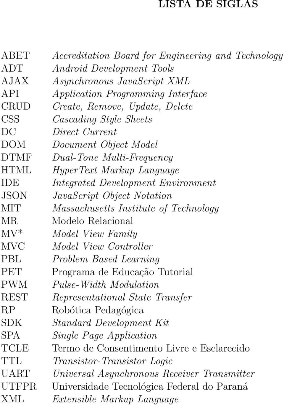 HyperText Markup Language Integrated Development Environment JavaScript Object Notation Massachusetts Institute of Technology Modelo Relacional Model View Family Model View Controller Problem Based