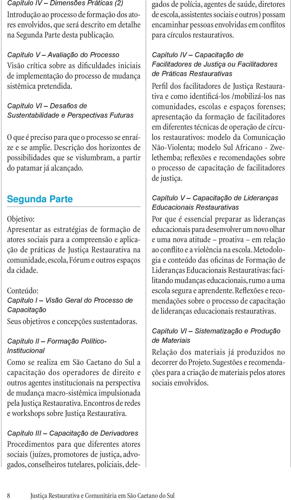 Capítulo VI Desafios de Sustentabilidade e Perspectivas Futuras O que é preciso para que o processo se enraíze e se amplie.