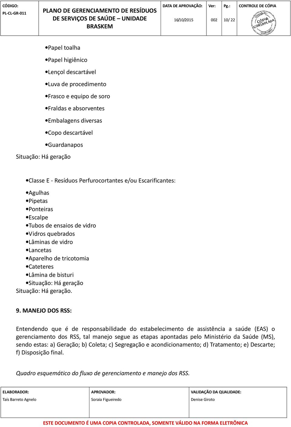 bisturi Situação: Há geração Situação: Há geração. 9.