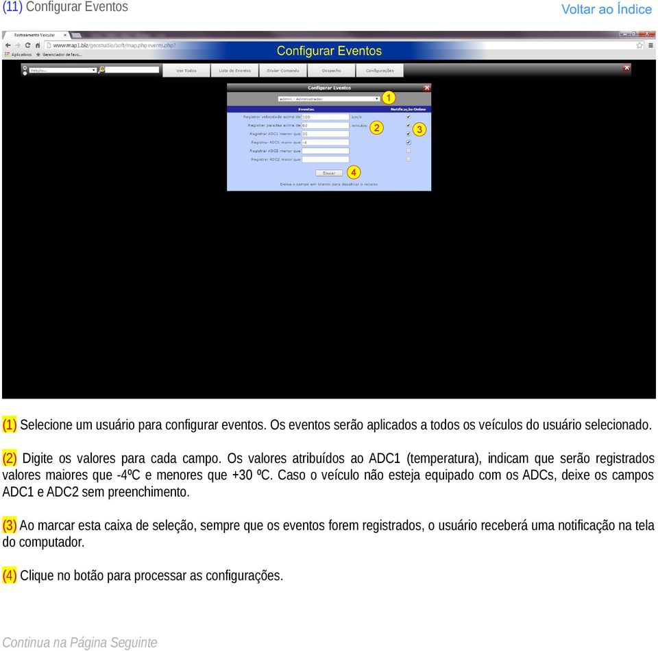 Os valores atribuídos ao ADC (temperatura), indicam que serão registrados valores maiores que -ºC e menores que +0 ºC.