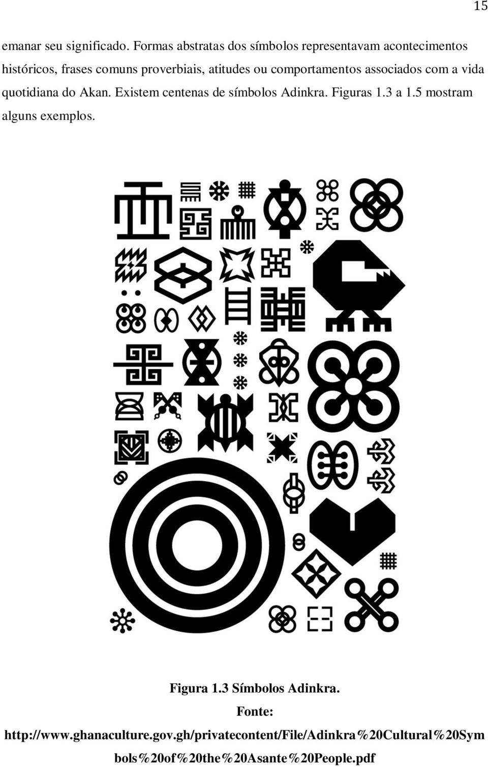 atitudes ou comportamentos associados com a vida quotidiana do Akan. Existem centenas de símbolos Adinkra.