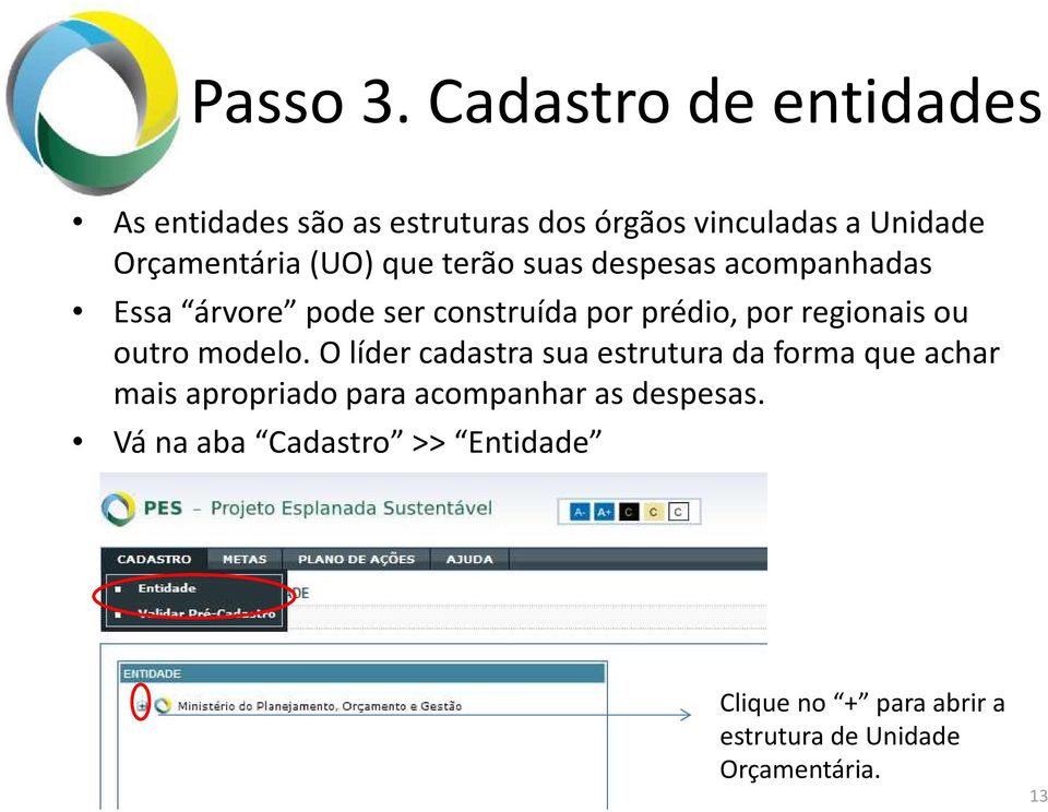 que terão suas despesas acompanhadas Essa árvore pode ser construída por prédio, por regionais ou