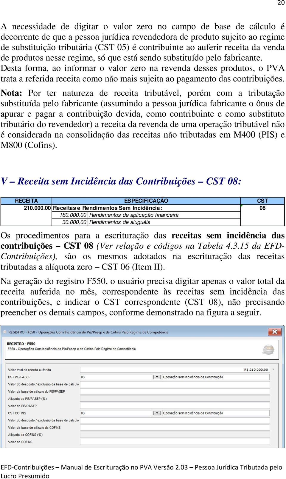 Desta forma, ao informar o valor zero na revenda desses produtos, o PVA trata a referida receita como não mais sujeita ao pagamento das contribuições.