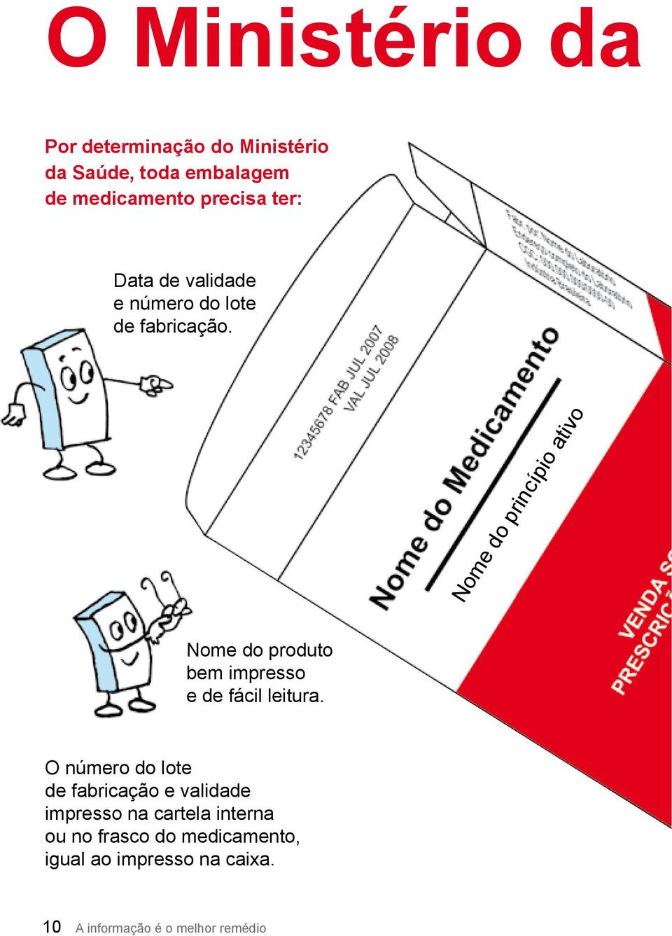 Nome do princípio ativo Nome do produto bem impresso e de fácil leitura.